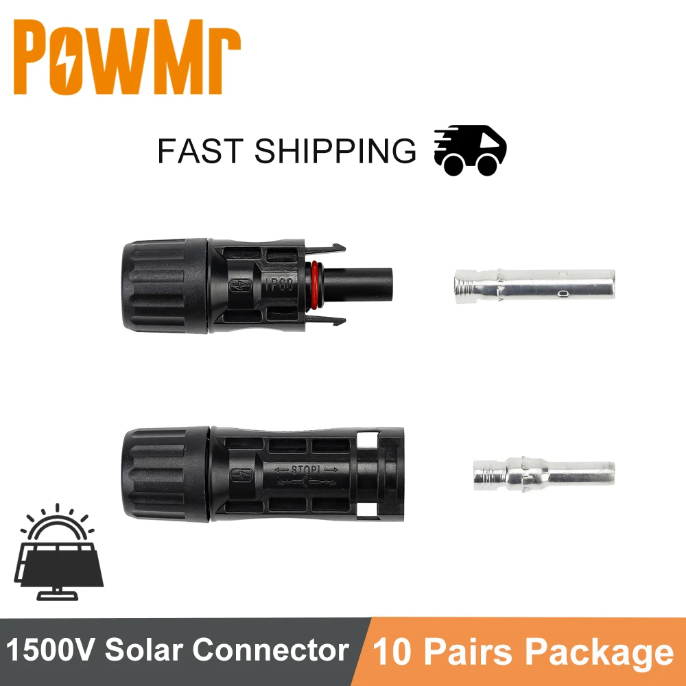 

PowMr 10 Paris 1500V Solar Connectors Male and Female Solar Panel Cable 2.5mm2/4mm2/6mm2 Waterproof