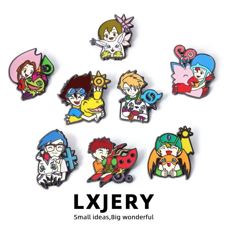 Digimon Brooch Anime Peripheral Cartoon Metal Badge Creative Trendy School Bag Decoration Collar Pin Christmas Gift Wholesale