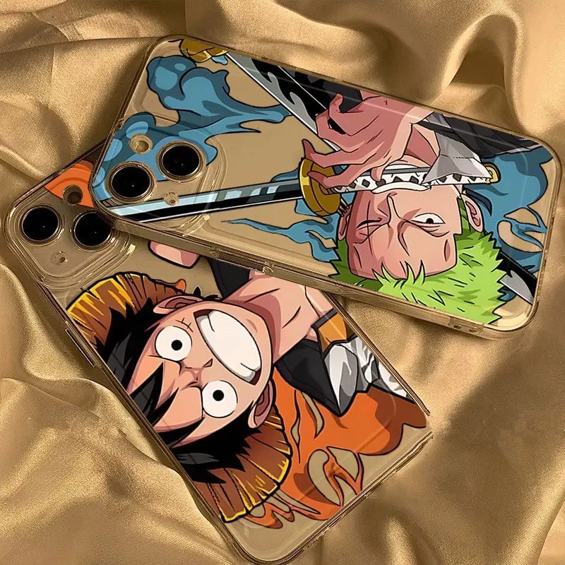 ONE PIECE Monkey D. Luffy Roronoa Zoro Plating Anime Phone Case for IPhone 15 14 13 12 11 Pro Max Case Cute Cartoon Soft Cover