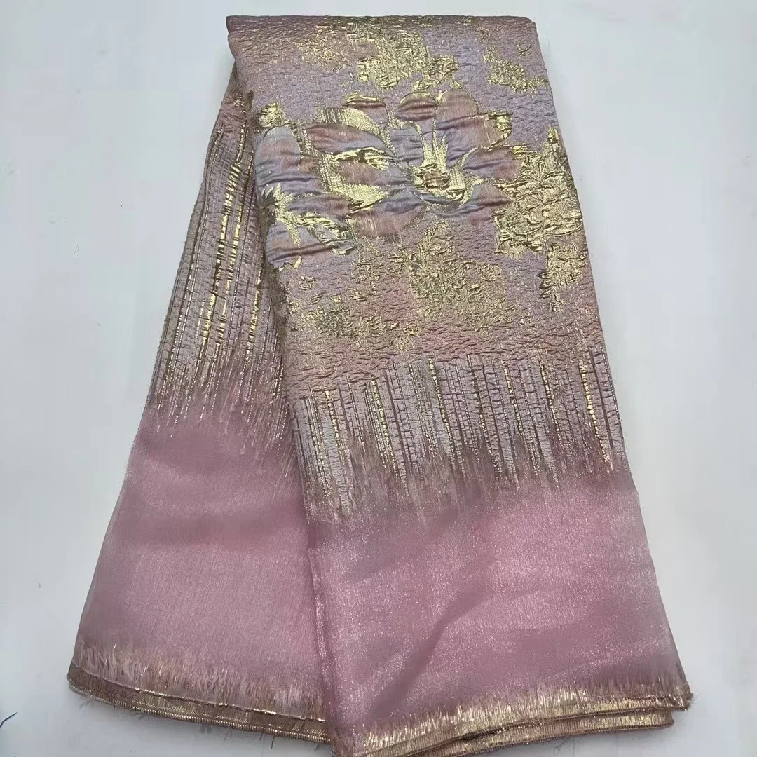 

Новейшая нигерийская жаккардовая дамасская африканская парча, тюль, кружевная ткань 2025 года, французская позолоченная кружевная ткань для праздничного платья, шить PJK25127