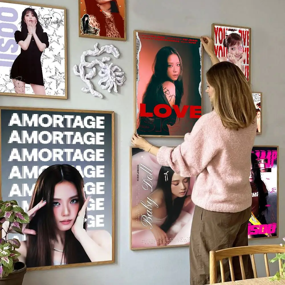Sänger J-Jisoo Beliebte Vintage-Poster, Klebende Vintage-Dekoration für Zimmer, Zuhause, Bar, Café, Kawaii-Raumdekoration