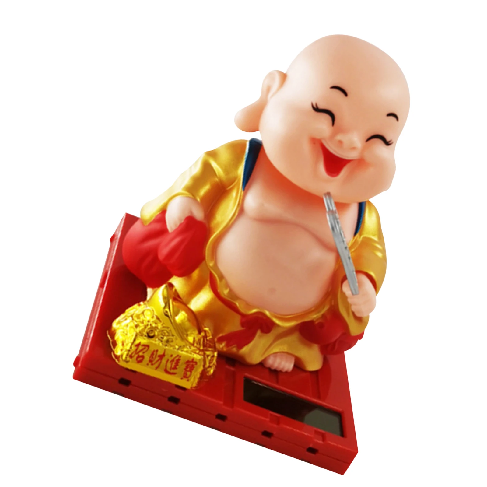 1 pçs energia solar maitreya buda decoração do carro painel automático acessório casa decoração de mesa plástico premium nodding ventilador onda