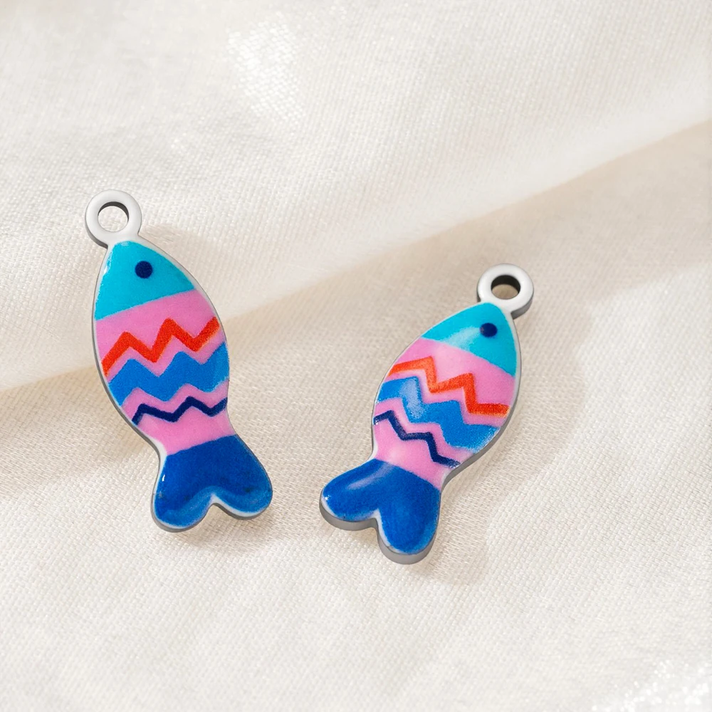 2 Stück Mehrfarbige Anhänger mit Fisch- und Tiermotiven für DIY-Halsketten, Ohrringe, Armbänder, Schlüsselanhänger und Schmuckherstellungszubehör – Detail 4