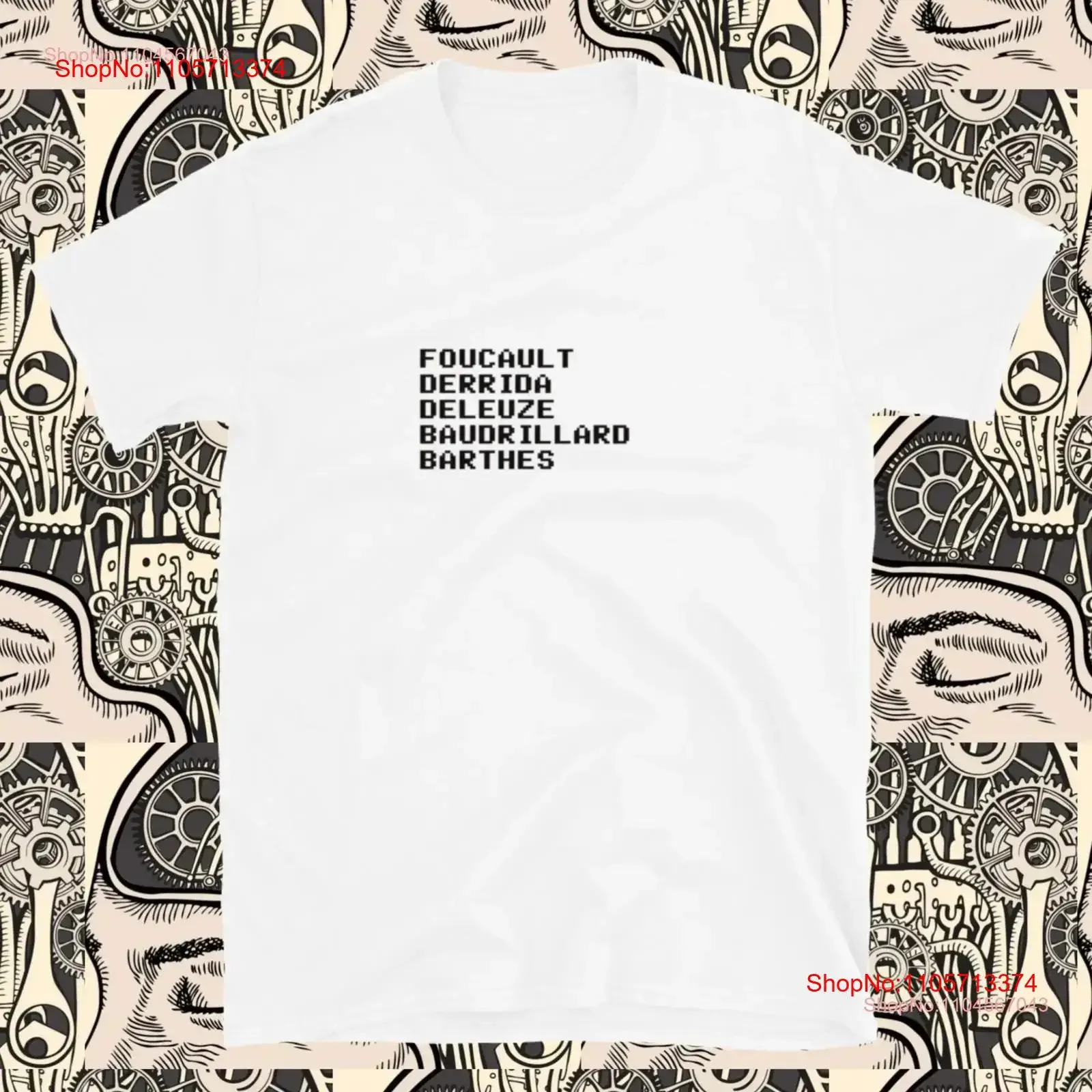 Post Structuralist Philosophers Pixel Art Barthes Foucault Baudrillard Deleuze T Shirt vintage Washed Soft Stretched Stylish