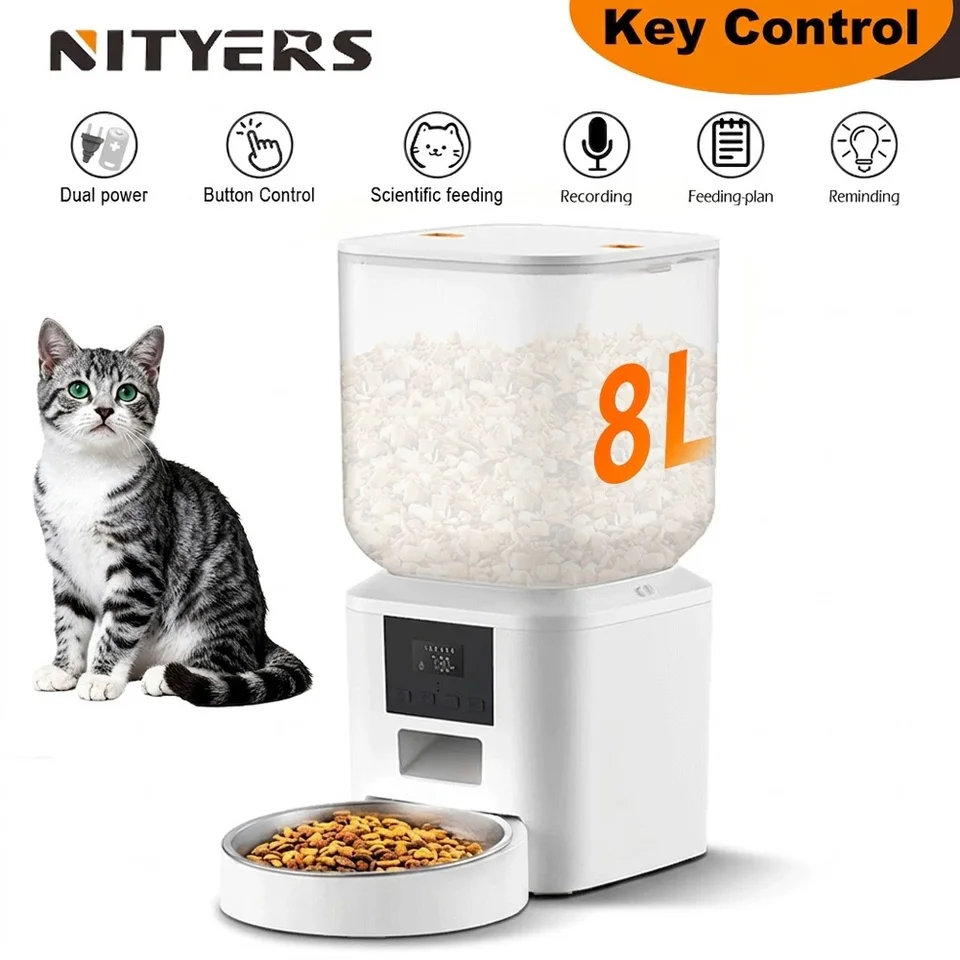 Smart Automatic Cat Dog Feeder 8L with Voice Recorder