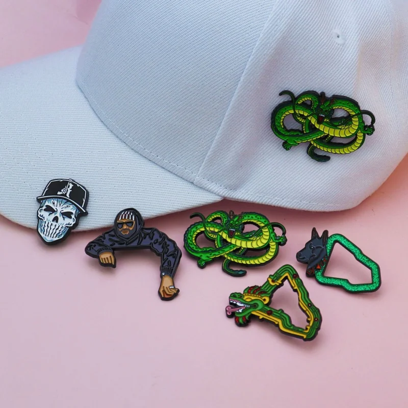 Creative Dragon Metal Decoration Enamel Badge Clip for Hats New Era Pins Clothing Fashion Brooch Accessories