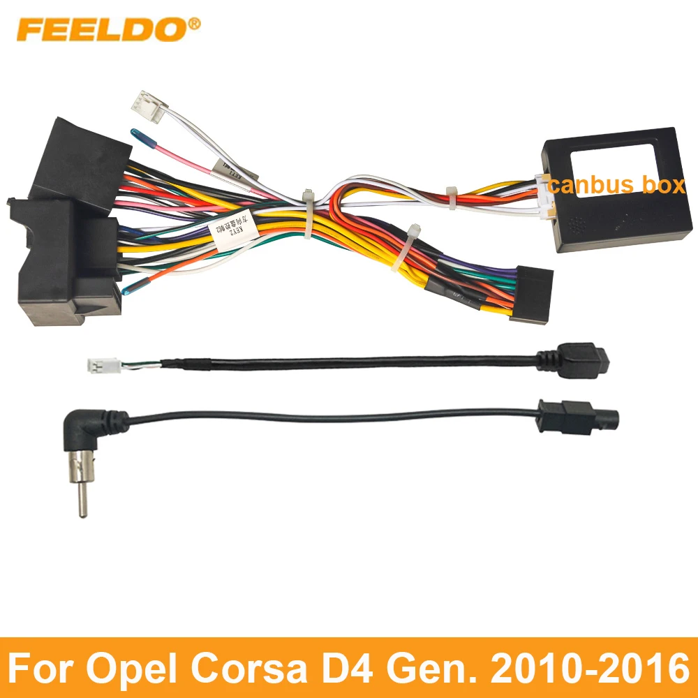 

FEELDO Car 16pin Power Cord Wiring Harness Adapter With Canbus Box For Opel Corsa D4 Gen. 2010-2016 Installation Head Unit