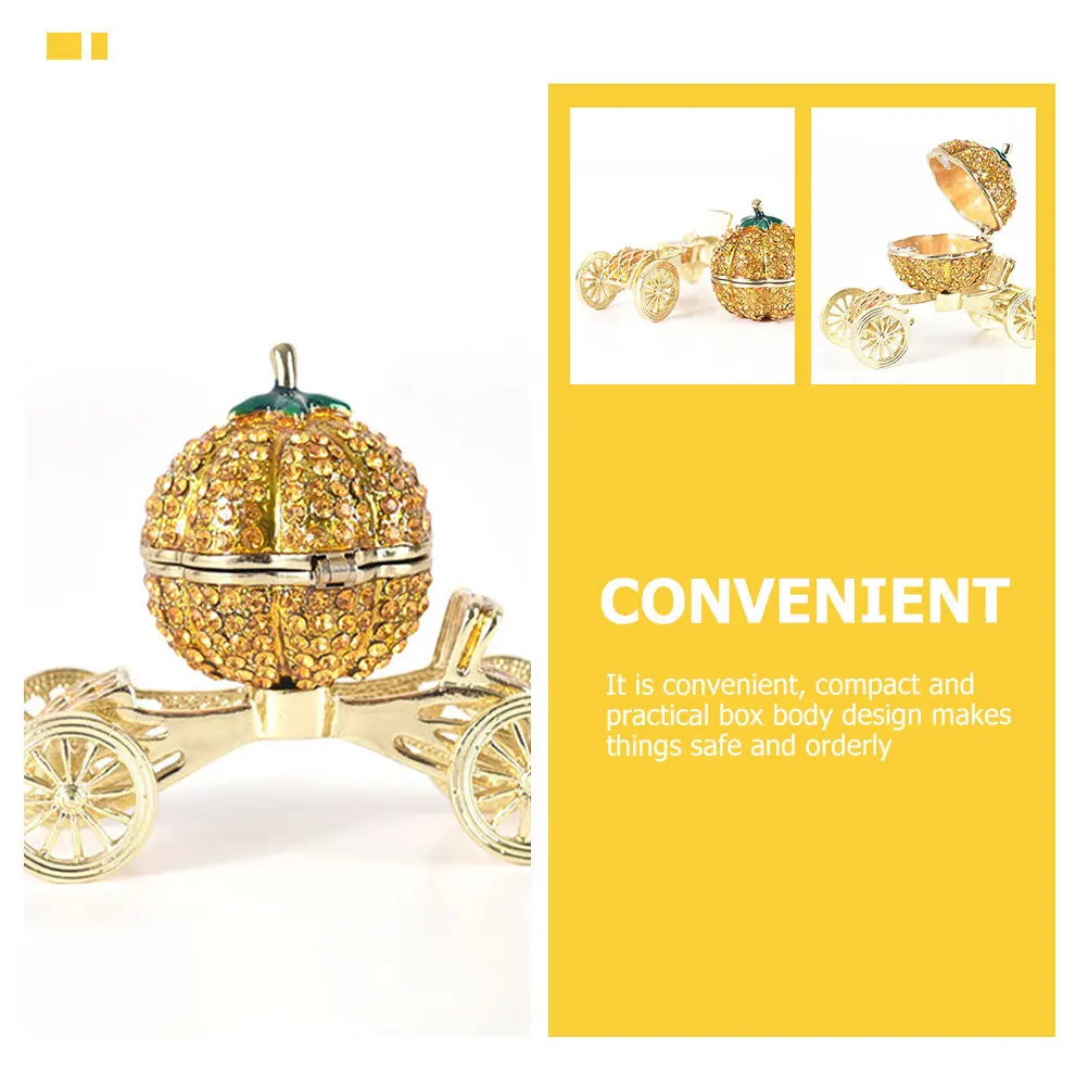 

Шкатулка для украшений в европейском стиле «Тележка с тыквами», органайзер для колец и серег из сплава, настольный декор, подарок на свадьбу