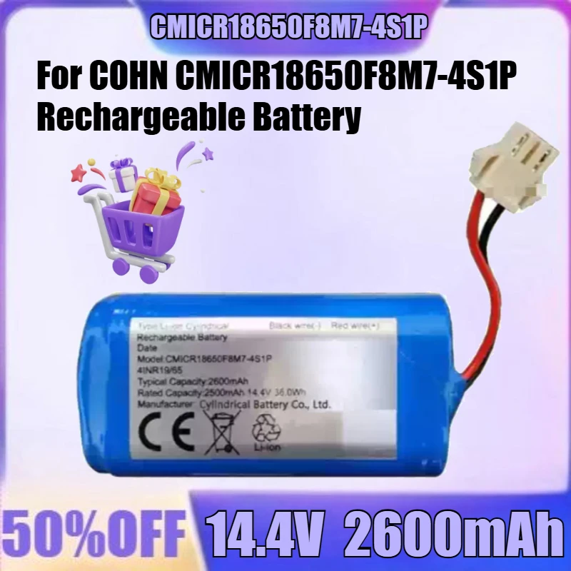 

New CMICR18650F8M7-4S1P 2600 2500mAh 14.4V 36.0Wh for COHN CMICR18650F8M7-4S1P Rechargeable Battery