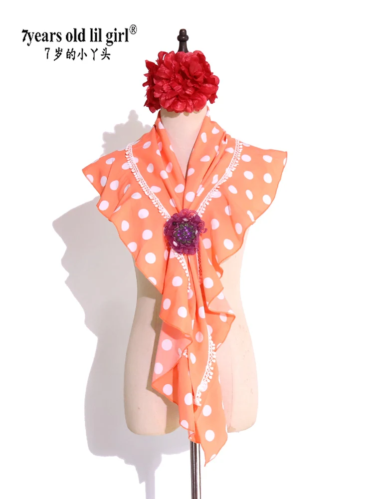 7yearsoldlilgirl Dance Dress Flamenco Boutique Printed Polka Dot Scarf BK409