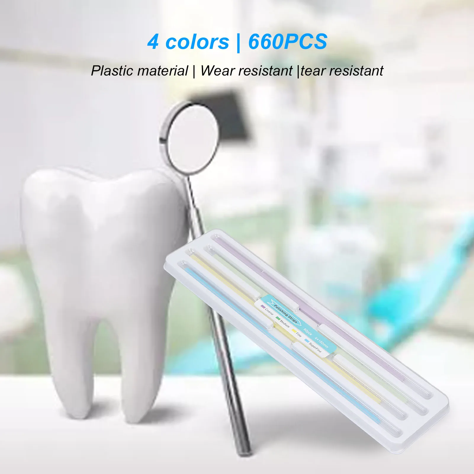 Dental Sanding Strips 60PCS Dental Sandpaper Lightweight Portable Tear Resistant 4 Colors for Household for Tooth Polishing