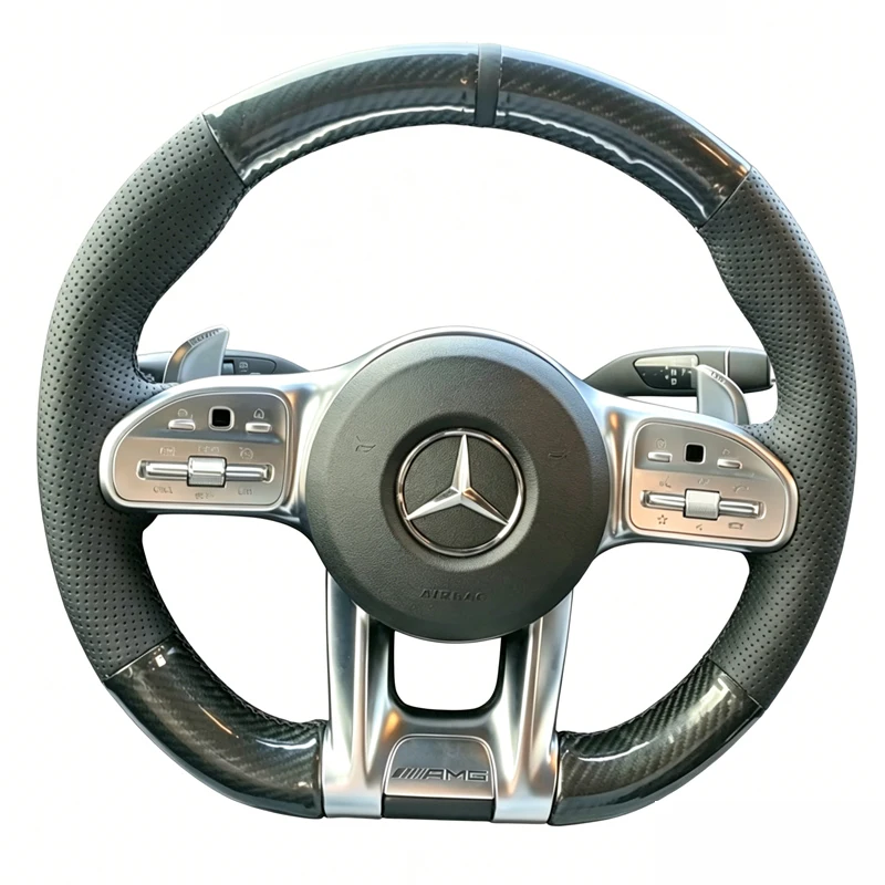DIY Custom Leather Car Steering Wheel Cover for Mercedes Benz A45 E63 AMG GT C190 R190 W177 W205 W213 X253 Steering Wheel Wrap