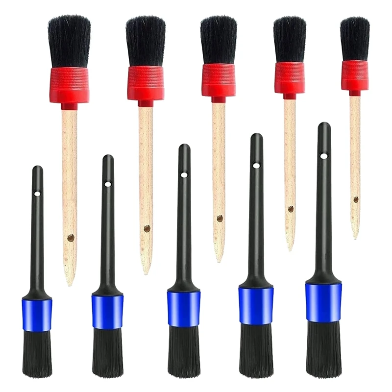 Car Detailing Brush Set Car Brushes Car Wash Brush Kit Plastic+Wood For Cleaning Wheels, Interior, Exterior, Dashboard