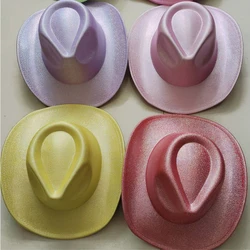 Sombrero de vaquero con purpurina de color plateado para hombre y mujer, sombrero de vaquero occidental, fiesta retro, escenario, fiesta al aire libre, venta al por mayor