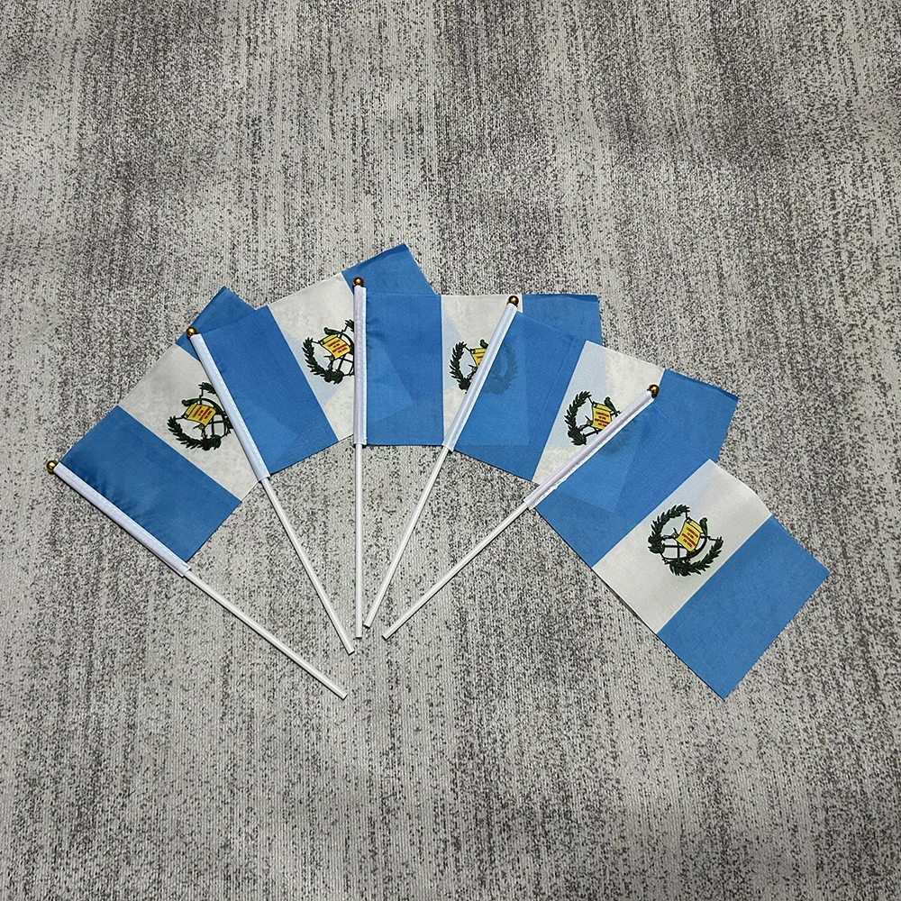 Guatemala flag 14*21cm  50pcs polyester Banner Hand waving Flag National Flag for meet,Parade,party.Hanging,decoration