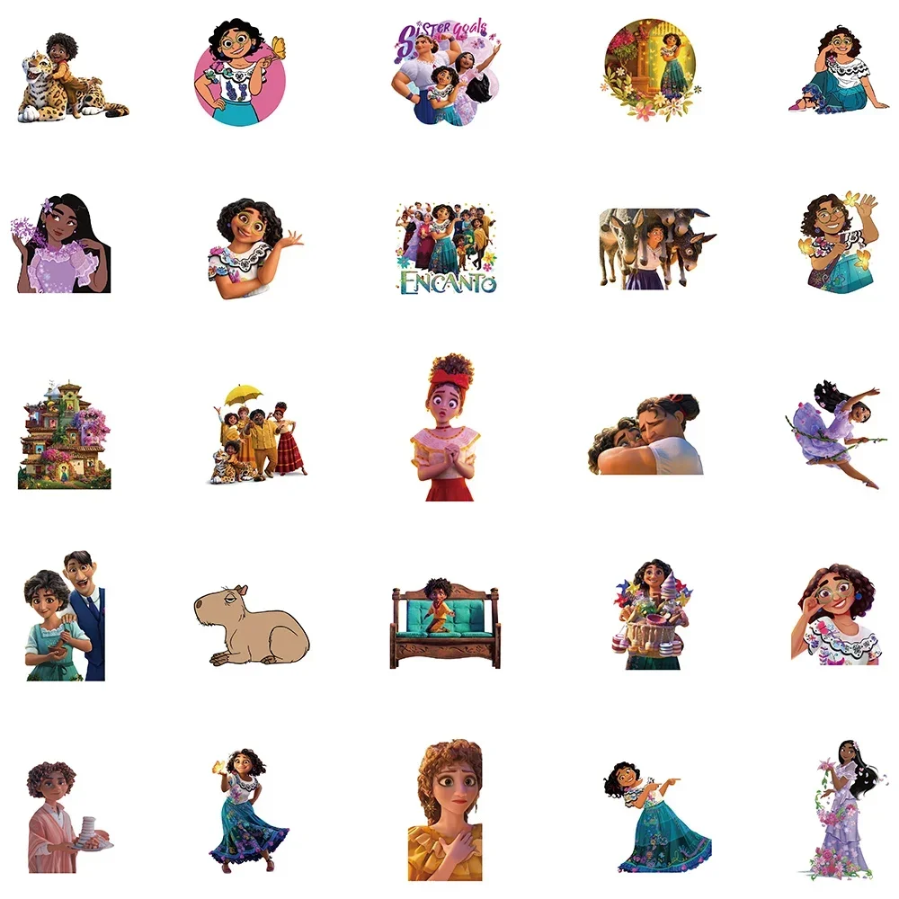 50PCS Disney Movie Encanto Stickers Anime Decal DIY Skateboard Laptop Motorcycle Waterproof Cool Cartoon Sticker Pack Kids Toy