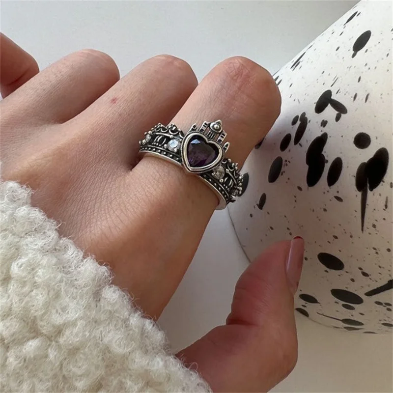 Vintage Retro Adjustable Open Crown Rings Female Geometric Accessories Personality Jewelry For Women-IIOO