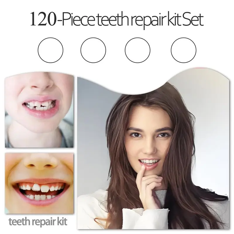 B49B-Veneers، 120 قطعة من التيجان المؤقتة لأغطية الأسنان، 70 أماميًا للأسنان + 50 قبعة أسنان خلفية، طقم إصلاح الأسنان #3