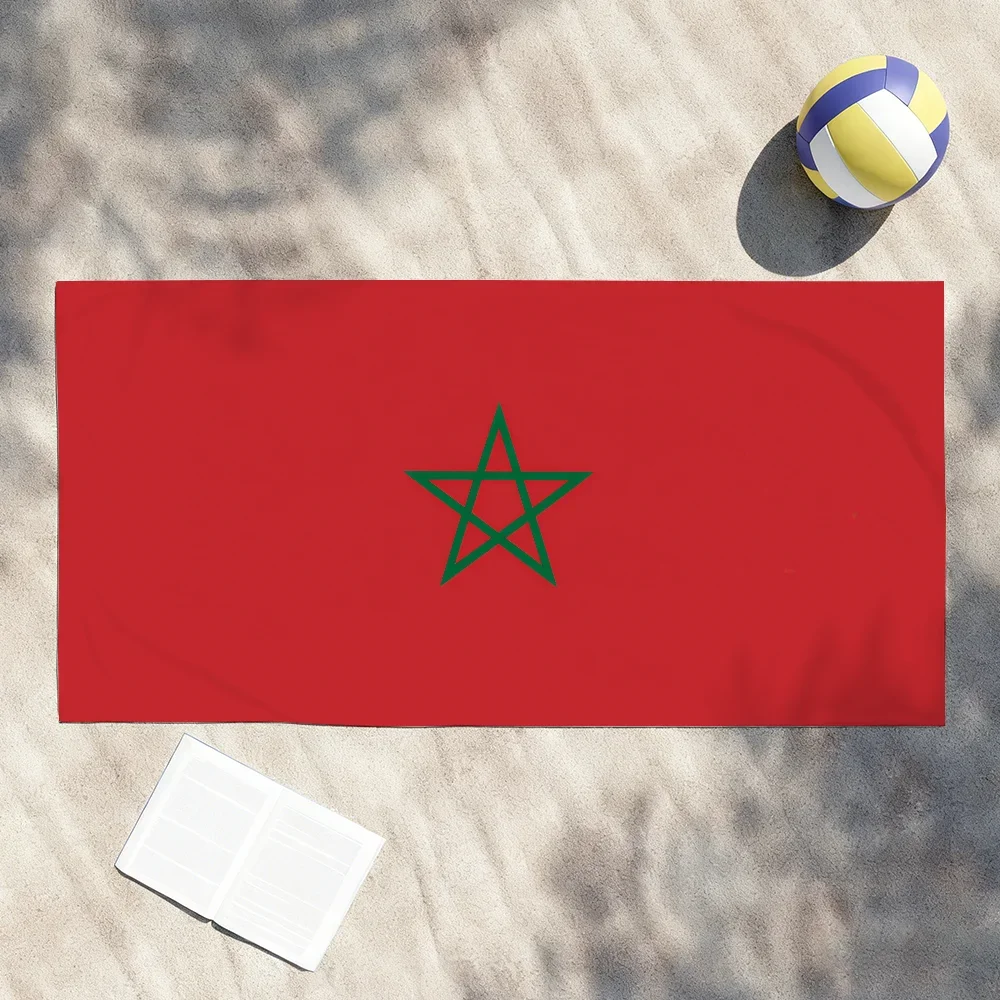 Custom Flag Of Morocco Towel Soft Lightweight Anti-Sand Large Beach Towel Quick-Drying Bath Sports Family