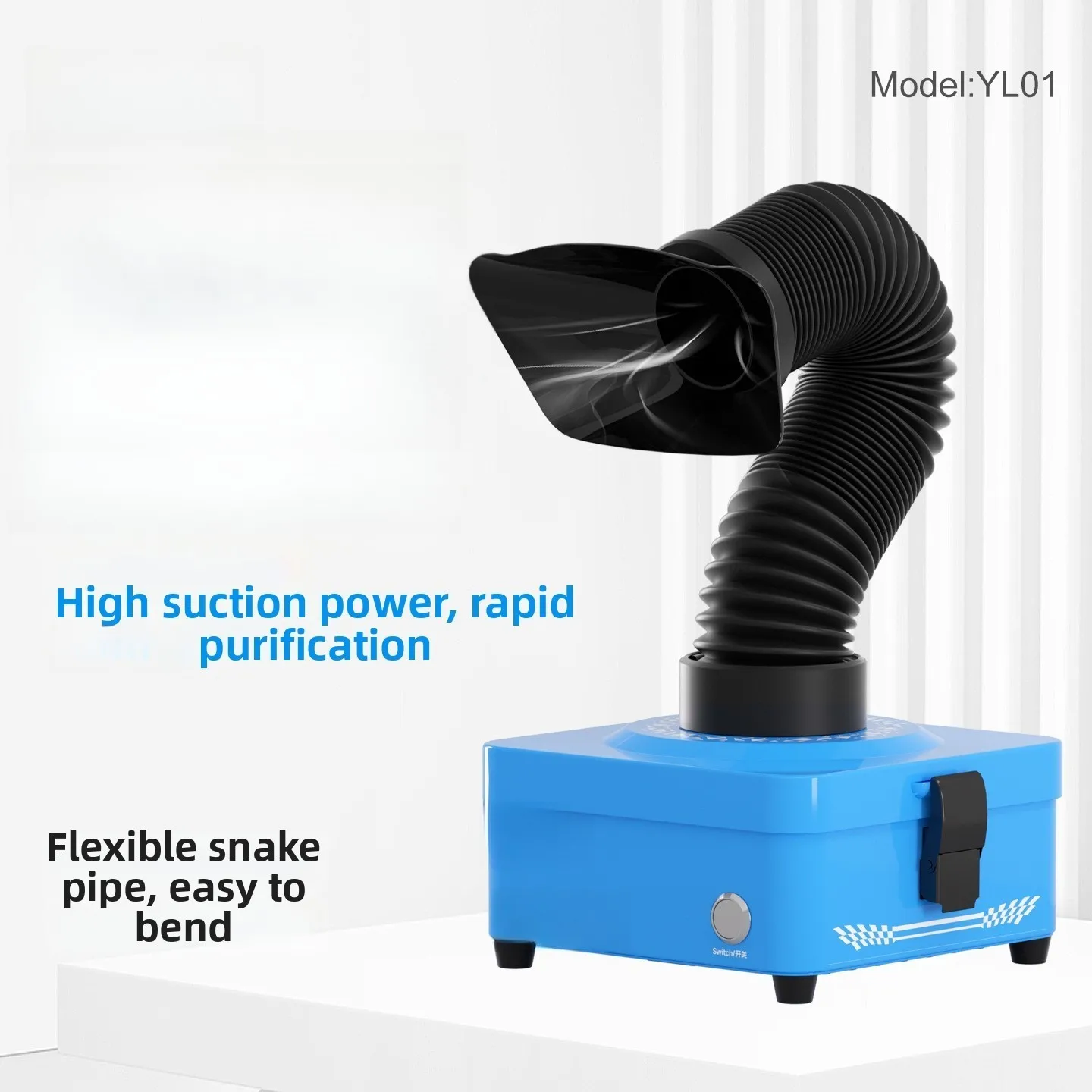 Smoke Removal Purifier YL01 for Mobile Phone Soldering Work with Flexible Hose Quiet Brushless Motor Blue Finish