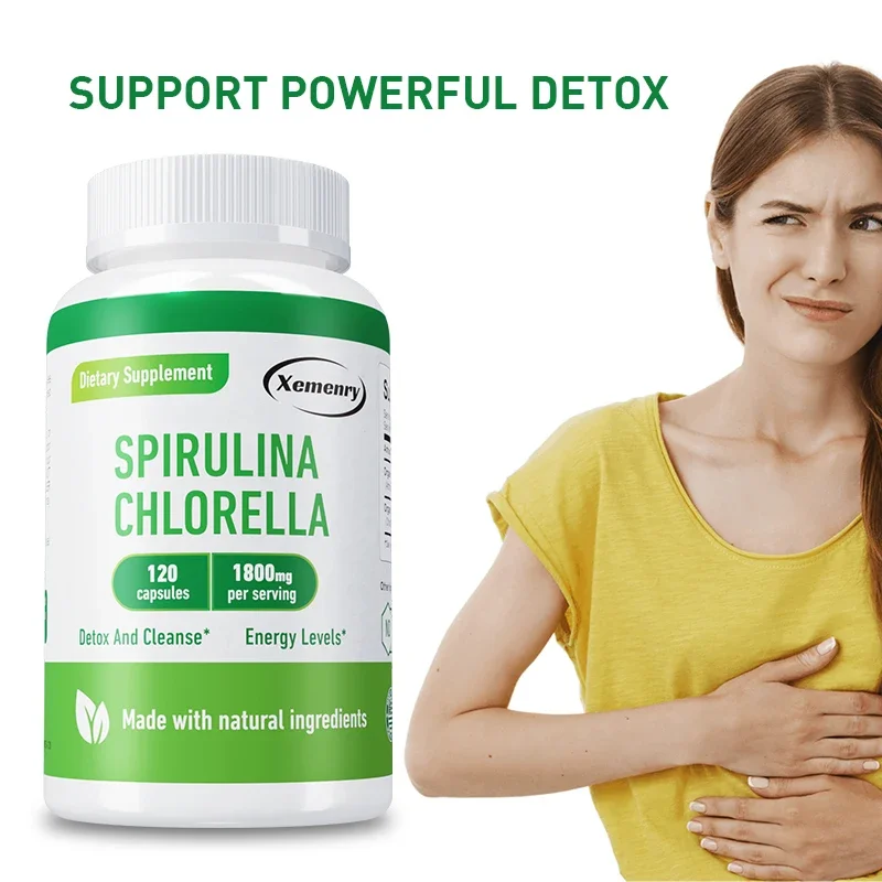 

Spirulina Chlorella Capsules - for Immunity, Detoxification, Antioxidant, and Energy Support, Vegetarian Diet