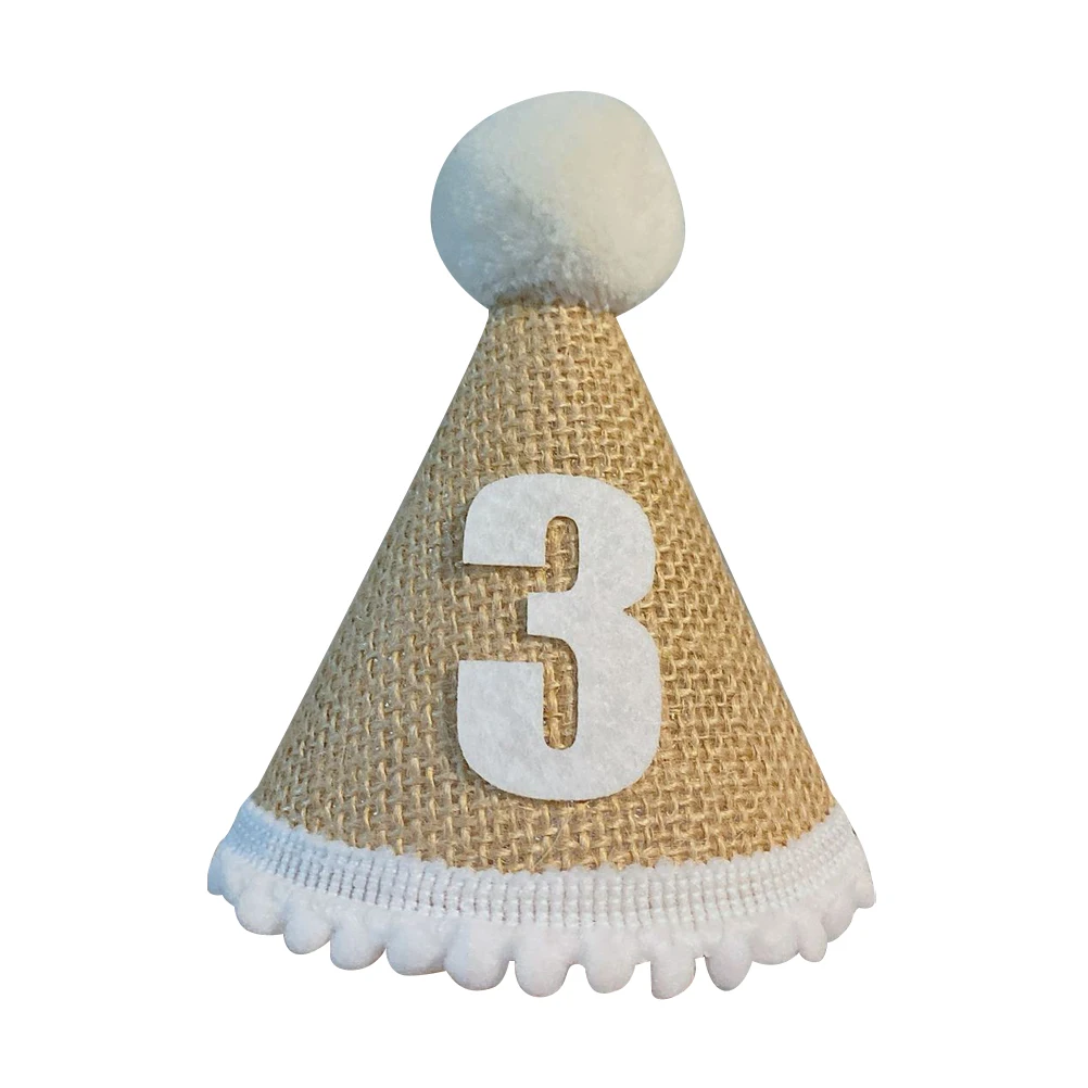 

1 pc Birthday Party Hat Kids Celebration Crown Linen Material Assorted Colors Novelty Hats Props Baby Shower Gifts