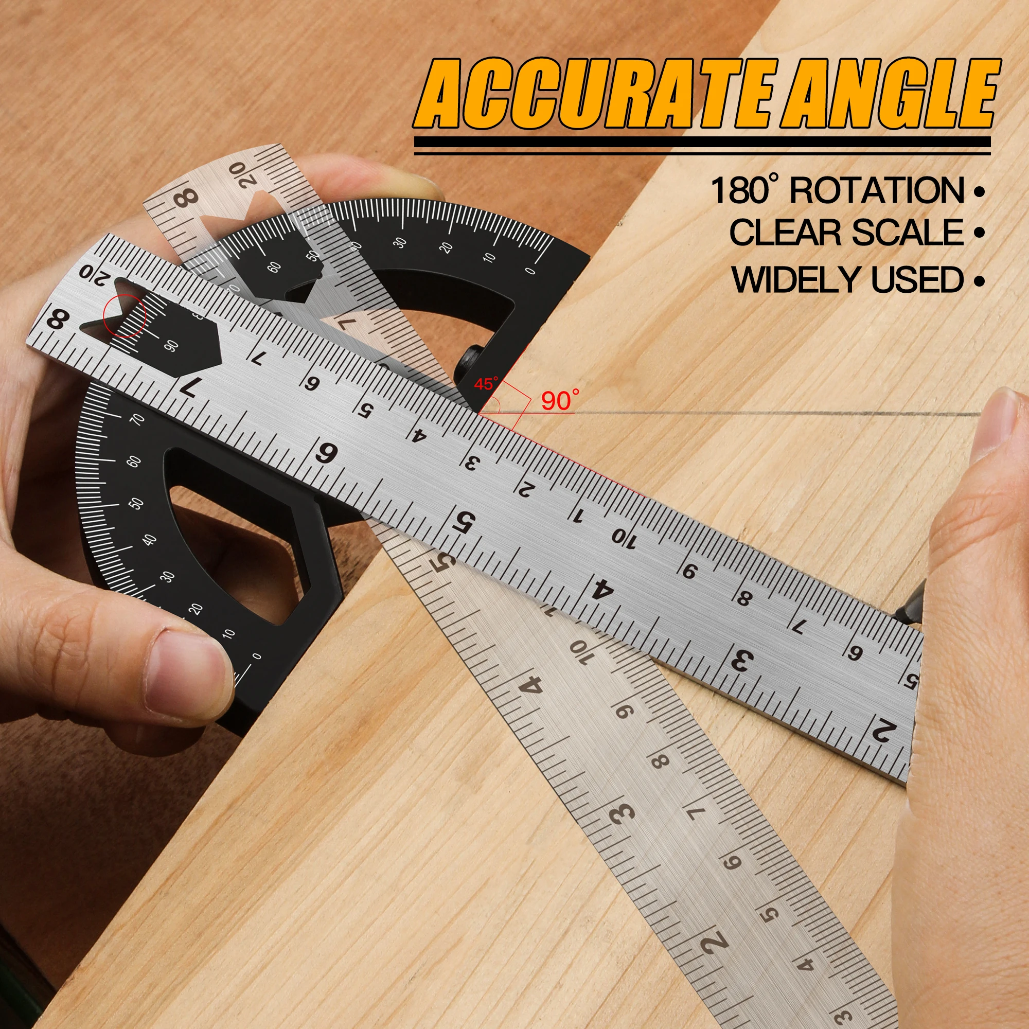 Rongpro 180 ° Multi-function Angle Gauge Goniometer Ruler Measurement Tool Woodworking Tools Meter Angle Finder Multi-angle