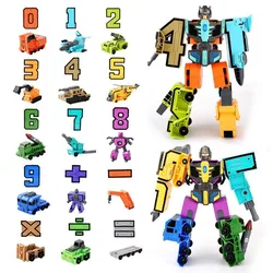 Digital Numbers Bots Educational Toys Transportation Tank Warrior Deformation Action Figures Transformation Robot For Children