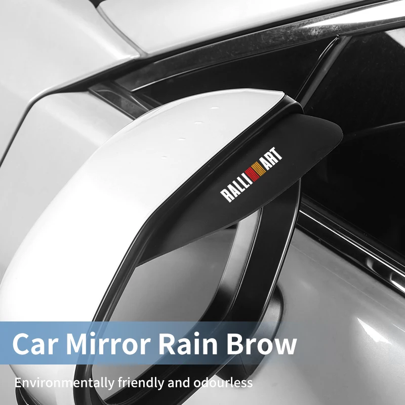 2 قطعة سيارة الرؤية الخلفية ألياف الكربون مرآة المطر الحاجب مرآة السيارة اكسسوارات لميتسوبيشي Ralliart لانسر EX أوتلاندر ASX Evo X #2