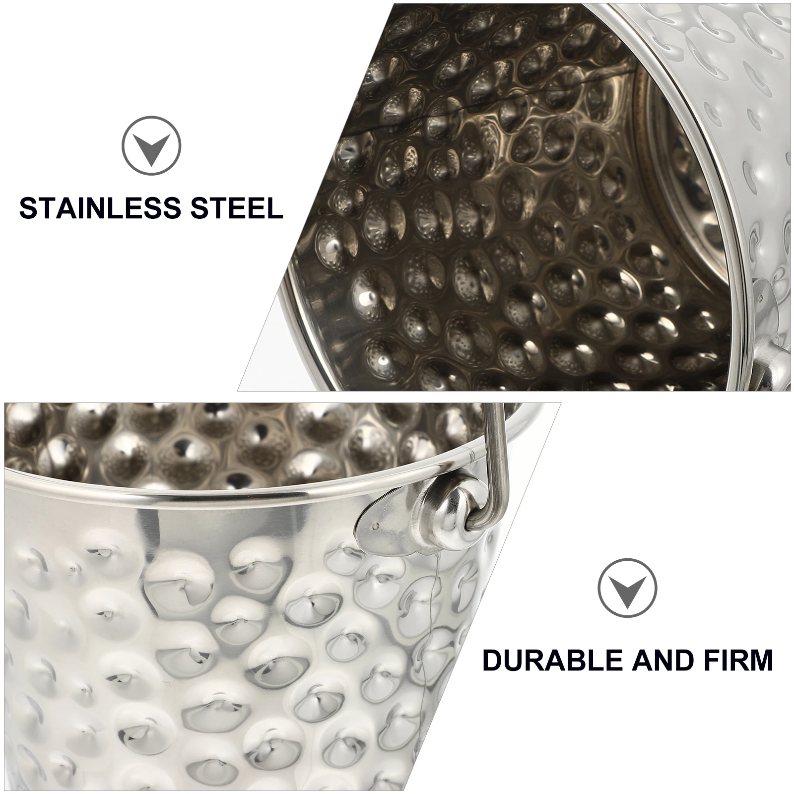 

Stainless Steel Ice Bucket KTV Hammer Thickened Cubes Buckets Enlarged Capacity Suitable Hotel Bar Party