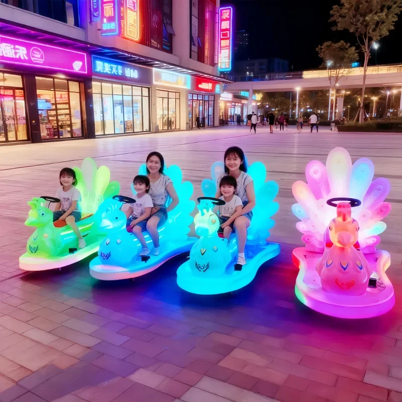Square Electric Amusement Car Luminous Ride On Vehicle For Adults Night Market Entertainment Equipment With Bubble Function