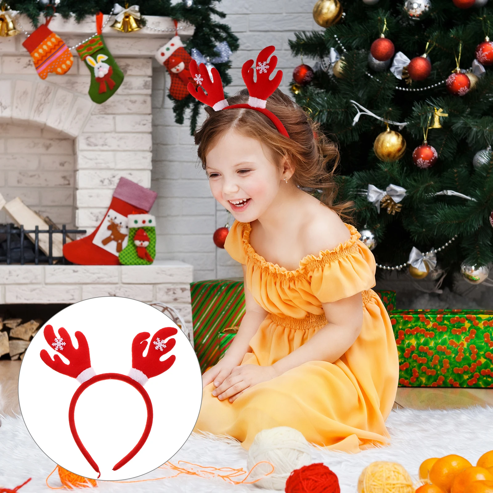 

2 Pcs Antler Headband Non-deformation Hairband Clasp Headgear Sequin Christmas Accessories Headdress Fabric Sequins Hoop
