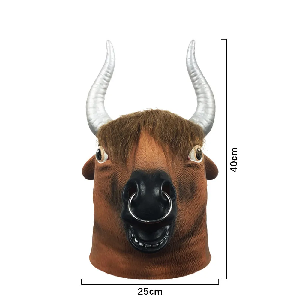 Natürliche Latex-Khaki-Kuhkopfmaske für Halloween, Weihnachten, Party, Kostüm-Requisiten – Detail 5