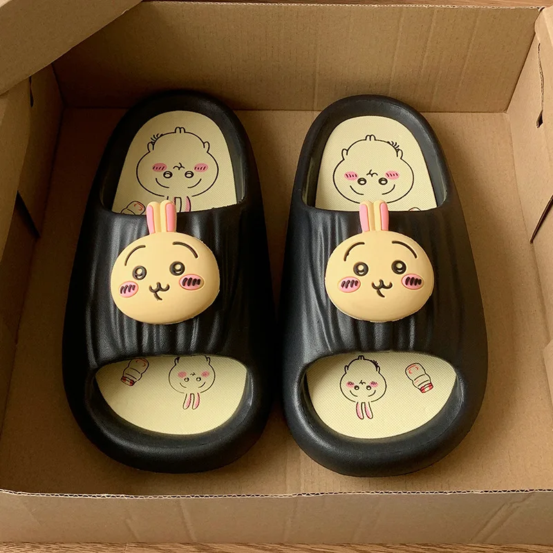 New Chiikawa Slippers Female Summer Wear Outside Girly Heart Soft Bottom Home Hachiware Usagi Anti-Slip Indoor Sandals