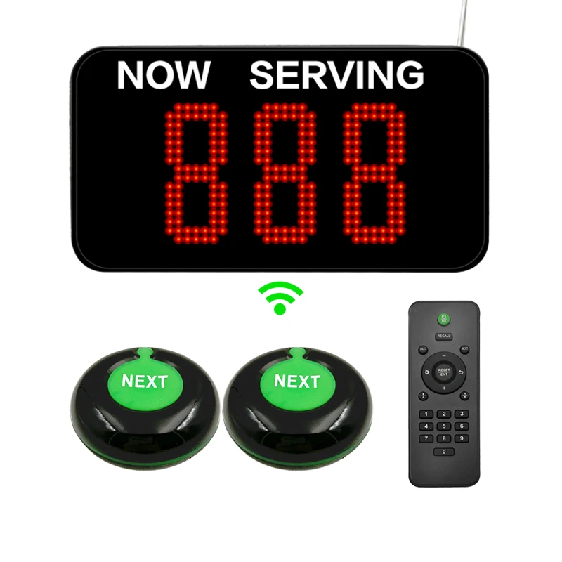 

Turno O Matic Take A Number 3-Digit Display Screen with Next Control Call Button Wireless Queue Management System for Restaurant