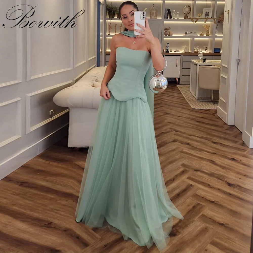 

Bowith Мятно-зеленые вечерние платья Женские платья для выпускного вечера по индивидуальному заказу 2025 Трапециевидные платья для вечеринок для торжественного случая