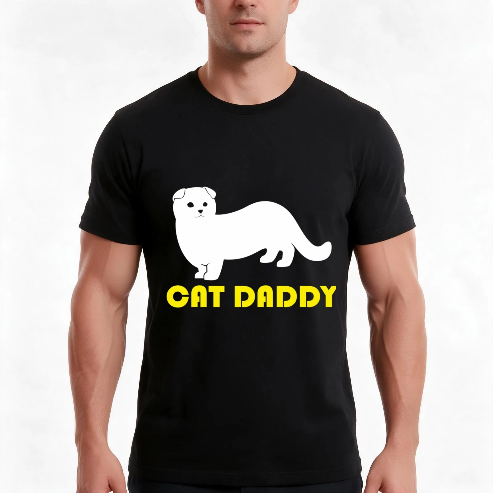 Cat Daddy Scottish Fold T-Shirt, Summer Casual Cotton Tee, Oversized Streetwear Tops, Vintage Graphic Print, Unisex Men Women