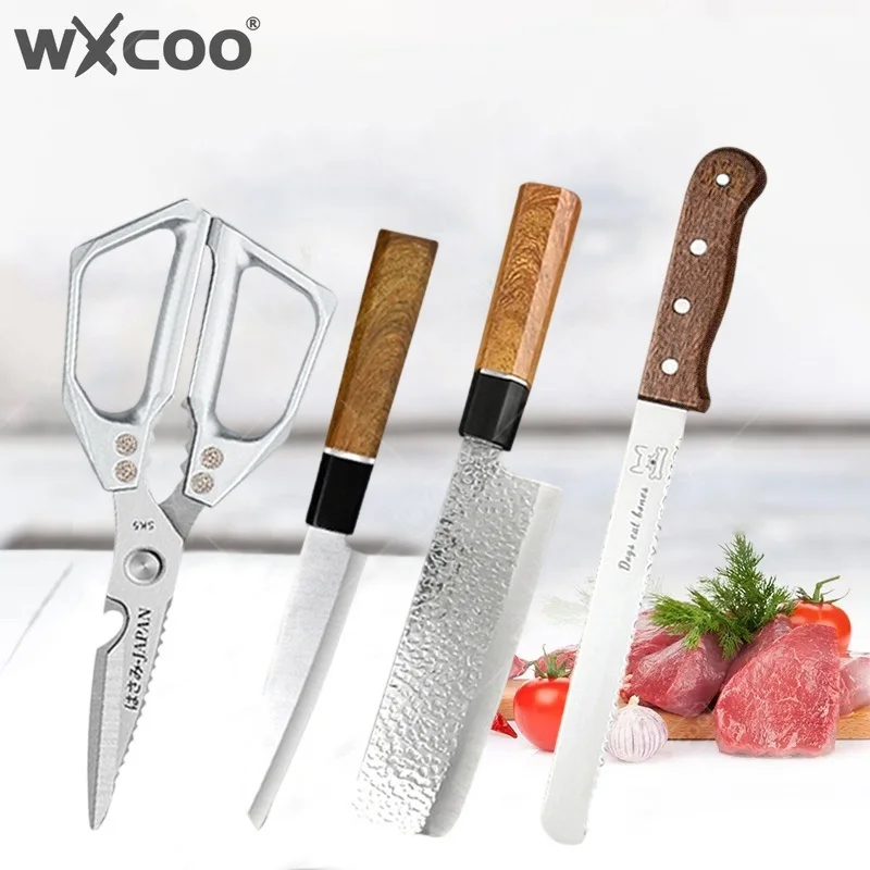 WXCOO Japanisches Küchenmesser Brotschneider Obst- und Gemüsemesser Edelstahl Geschmiedetes Ausbeinmesser Metzgermesser Zubehör