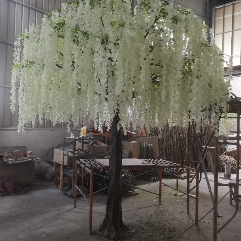 Indoor Outdoor White Wisteria Tree Artificial Tree 8ft Artificial White Wisteria Tree