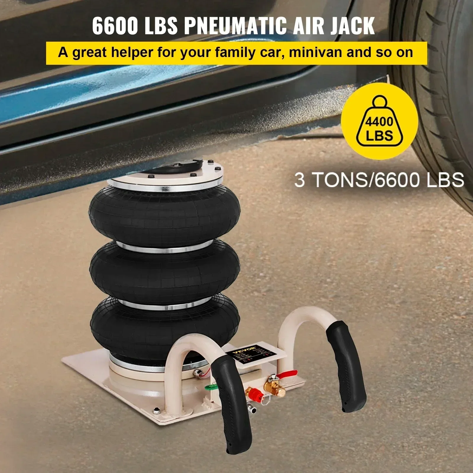 VEVOR 2T 3T Air Jack Pneumatic Airbag Jack Double Triple Bag Fast Lifting for Car SUV Van Garage Workshop Repair Tool