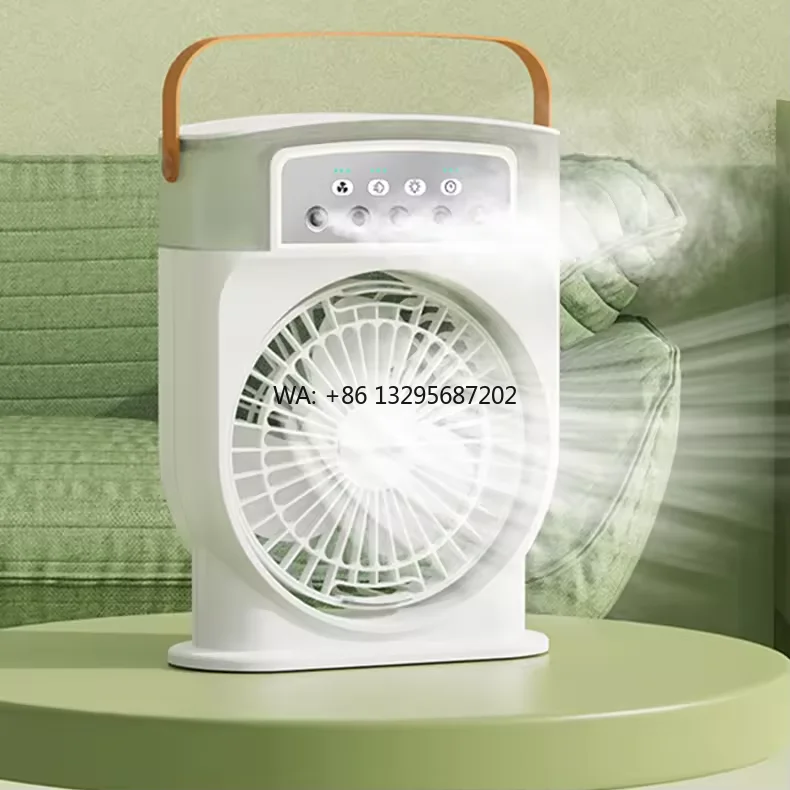 

Hot Sell Rechargeable 2000mah air Cooler Fan Small air Conditioning Desktop Fan Long Lasting Upgraded Spray Fan with 5 Nozzles