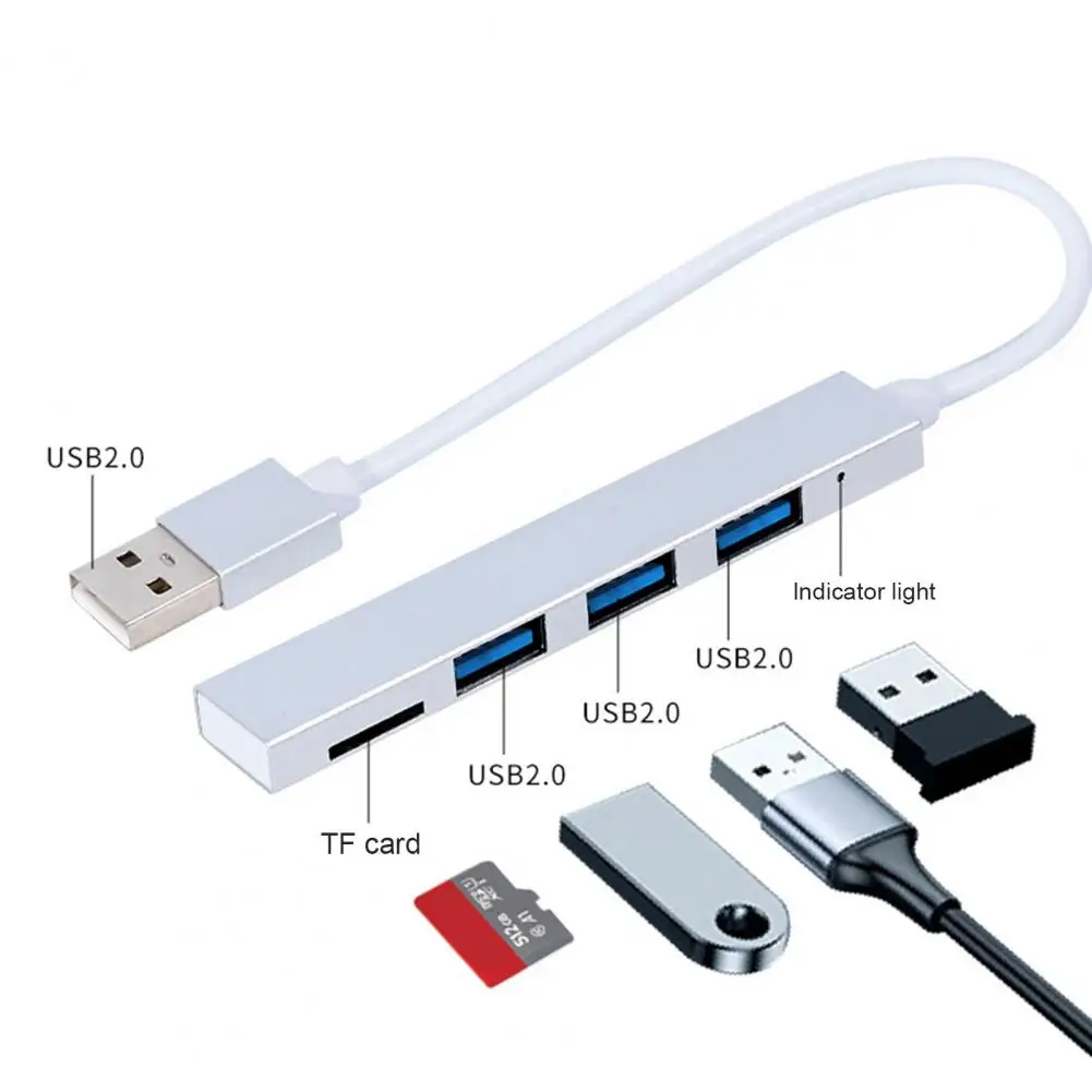 

USB Docking Station High Speed Efficient TF Card Reader Portable 3 Port USB2.0 Multi USB Splitter OTG Hub Computer Accessories