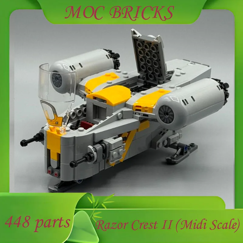 

Пользовательские 448 деталей, серия космических кораблей MOC Razor Crest II (миди-масштаб), креативная модель, сборка архитектуры «сделай сам», развивающие игрушки, подарки