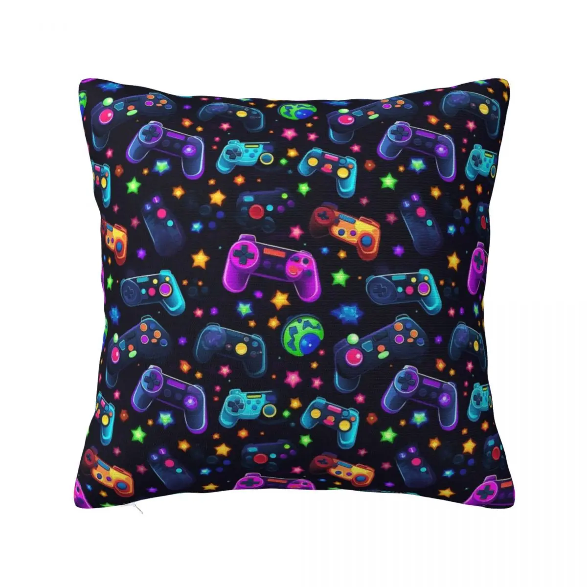 Retro Neon Video Game Controller Pillowcase Soft Polyester Cushion Cover Decorations Pillow Case Cover Bedroom Dropshipping 18''