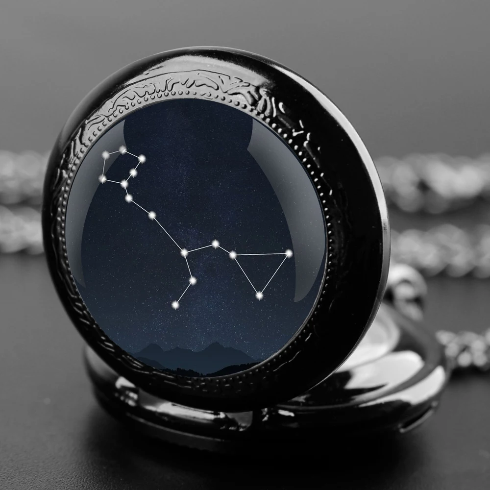 Cetus Constellation Design Unique Gifts Vintage Arabic Numerals Quartz Pocket Watch Necklace Pendant Clock Chain Men Women Gift