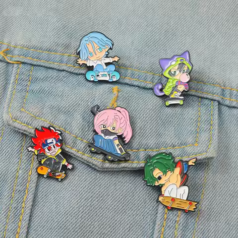 SK8 the Infinity Enamel Pin Custom SK∞ Chibi REKI Langa MIYA Cherry Joe Brooch Lapel Badge Cartoon Jewelry Gift for Anime Fans