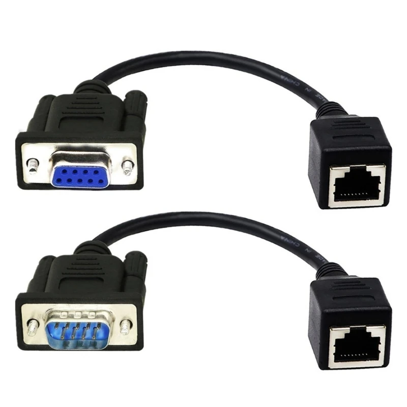 RJ45 to RS232 DB9 9Pin Port Male to RJ45 Female CAT5 Ethernets Consoles Ethernets Extend Adapters Communication Drop Shipping