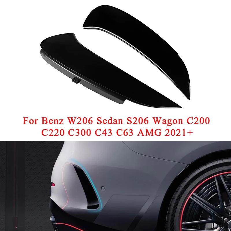 For Mercedes Benz W206 S206 C200 C220 C300 C43 C63 AMG 2022 2023 2024+ Rear Bumper Splitter Spoiler Canard Side Diffuser Cover