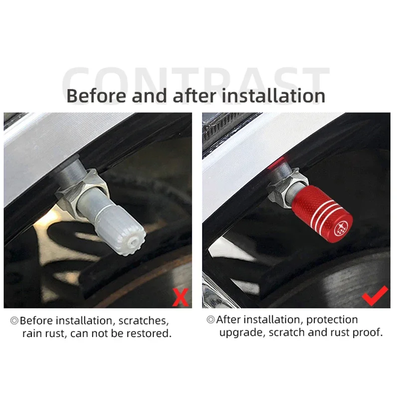 4pcs Car Tire Valve Cap Car Tyre Air Stems Covers For SUBARU Forester Impreza Legacy Outback WRX STI BRZ Auto Accessories