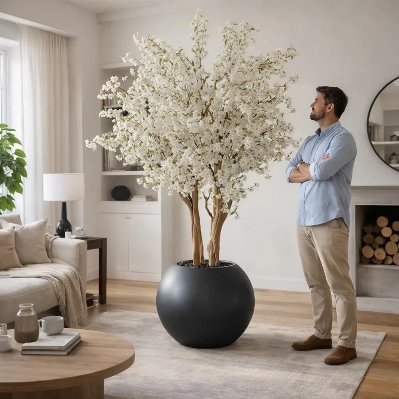 

Искусственное белое дерево сакуры в горшке для декора отелей и дома